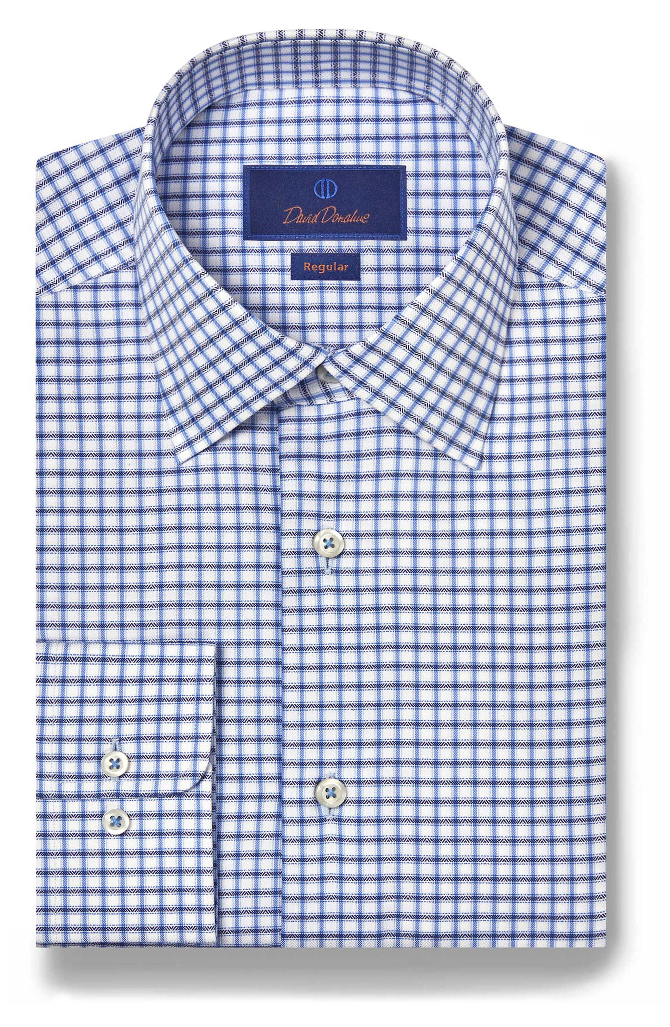 Regular Fit Dobby Herringbone Check Dress Shirt