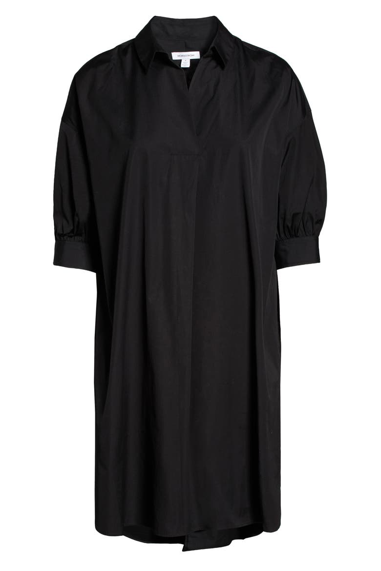 Oversize Cotton Poplin Midi Dress, Alternate, color, BLACK