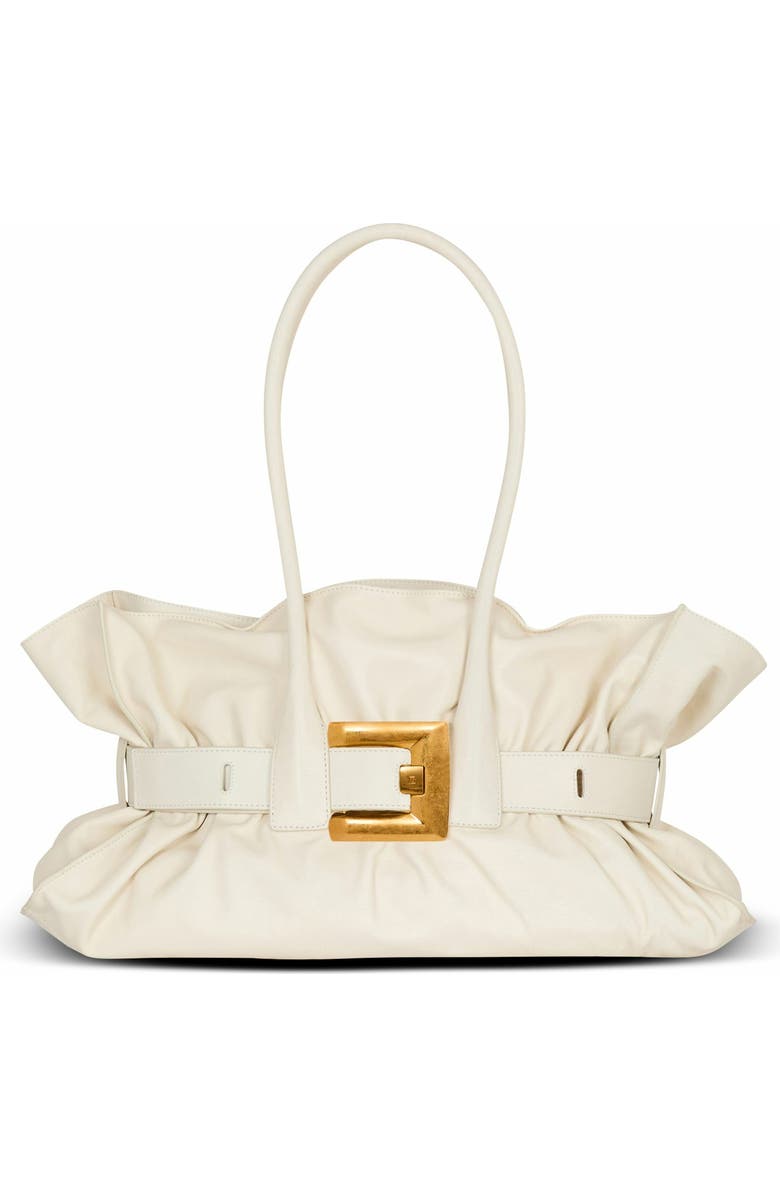 Balmain Large Calfskin Anthem Bag, Main, color, White