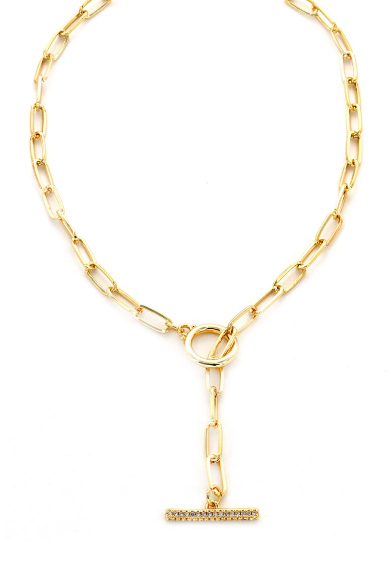 Pavé Toggle Chain Necklace, Main, color, GOLD