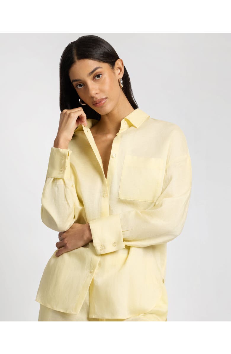 Onia Air Linen Boyfriend Long Sleeve Shirt, Main, color, Chamomile