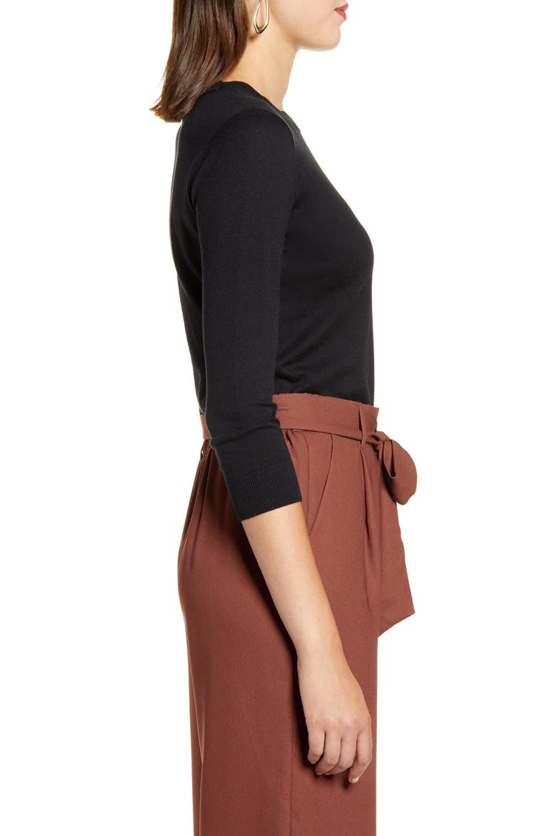 Scallop Neck Sweater, Alternate, color, BLACK