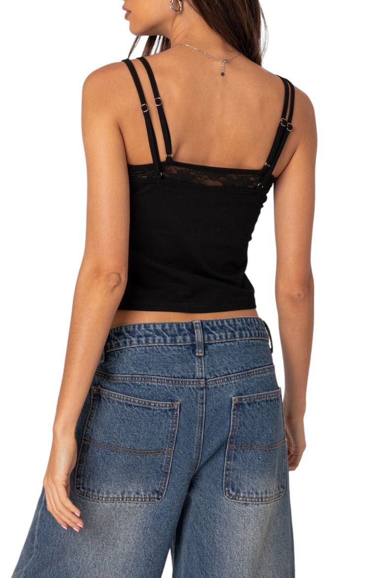 Carnation Lacy Layered Crop Tank Top, Alternate, color, BLACK