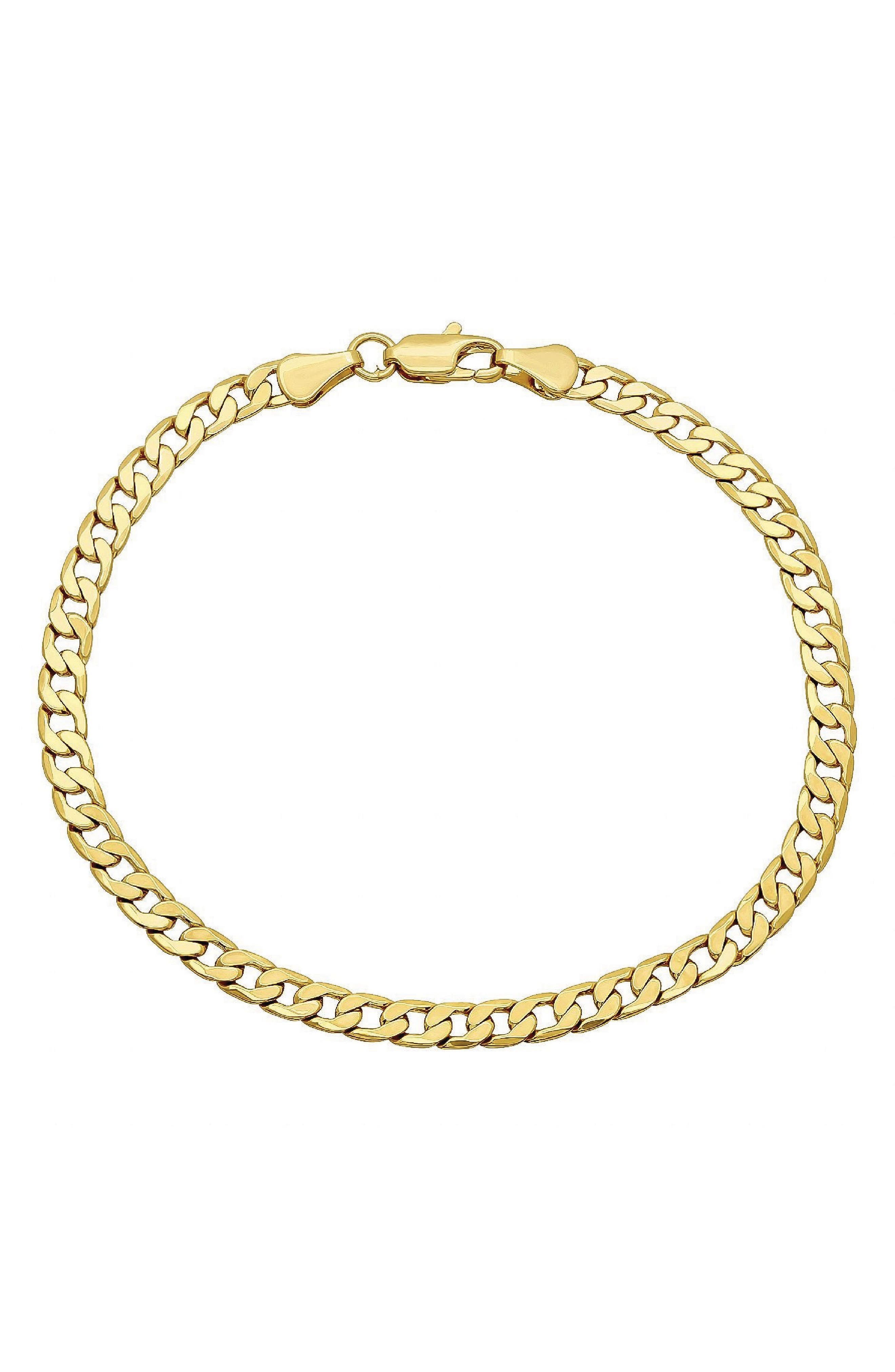 BEST SILVER Flat Curb Link Bracelet