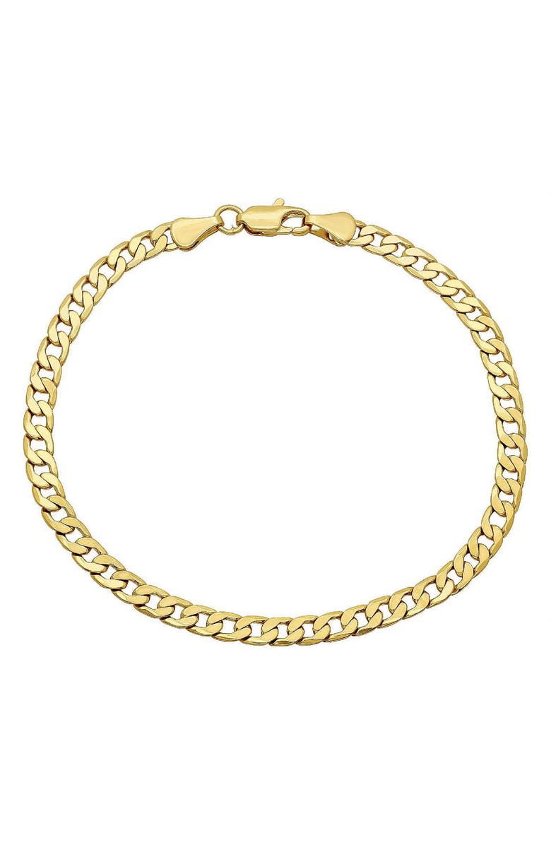 BEST SILVER Flat Curb Link Bracelet, Main, color, Gold