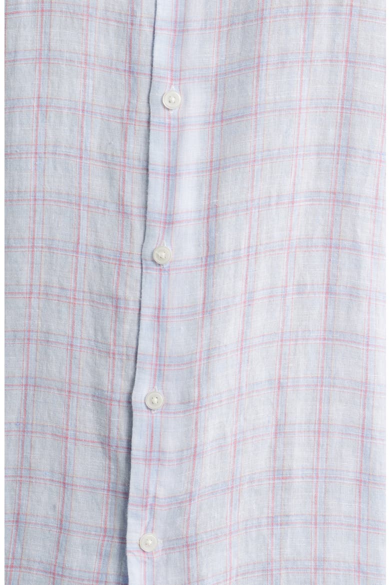 Frisbee Shadow Check Linen Button-Up Shirt, Alternate, color, STREAM BLUE