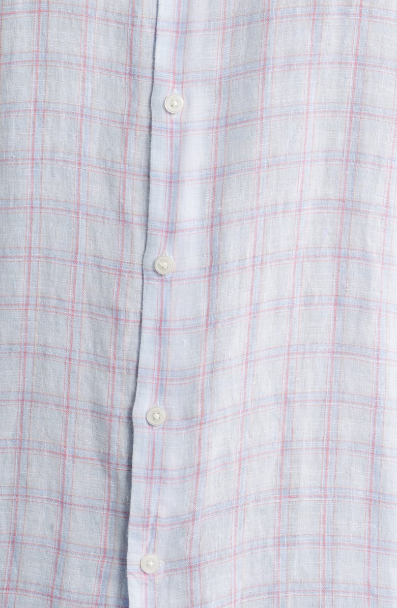 Peter Millar Frisbee Shadow Check Linen Button-Up Shirt, Alternate, color, Stream Blue