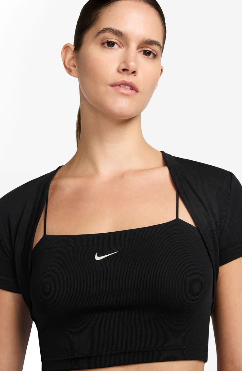 Nike Sportswear Chill Rib Crop Camisole & Bolero Set, Alternate, color, Black/ Sail