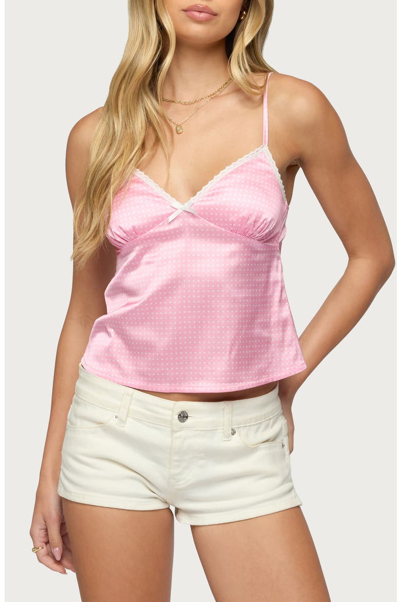 Polka Dot Satin Effect Camisole, Main, color, PINK