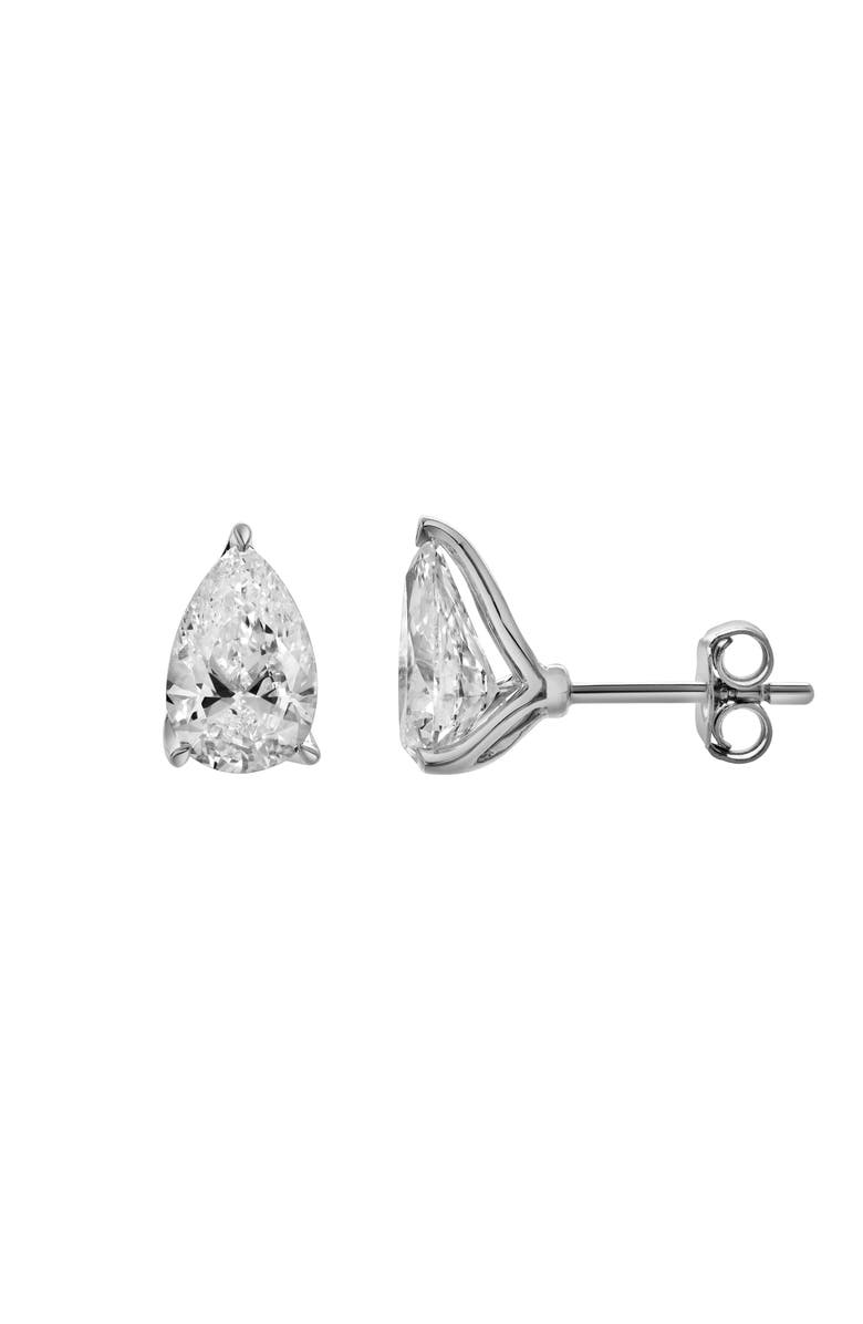 LuvMyJewelry Bosc 14K White Gold Lab Grown Pear Shaped Solitaire Diamond Earrings - 2.05 Cts, Main, color, 14K White Gold