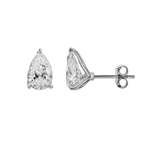 Bosc 14K White Gold Lab Grown Pear Shaped Solitaire Diamond Earrings - 2.05 Cts