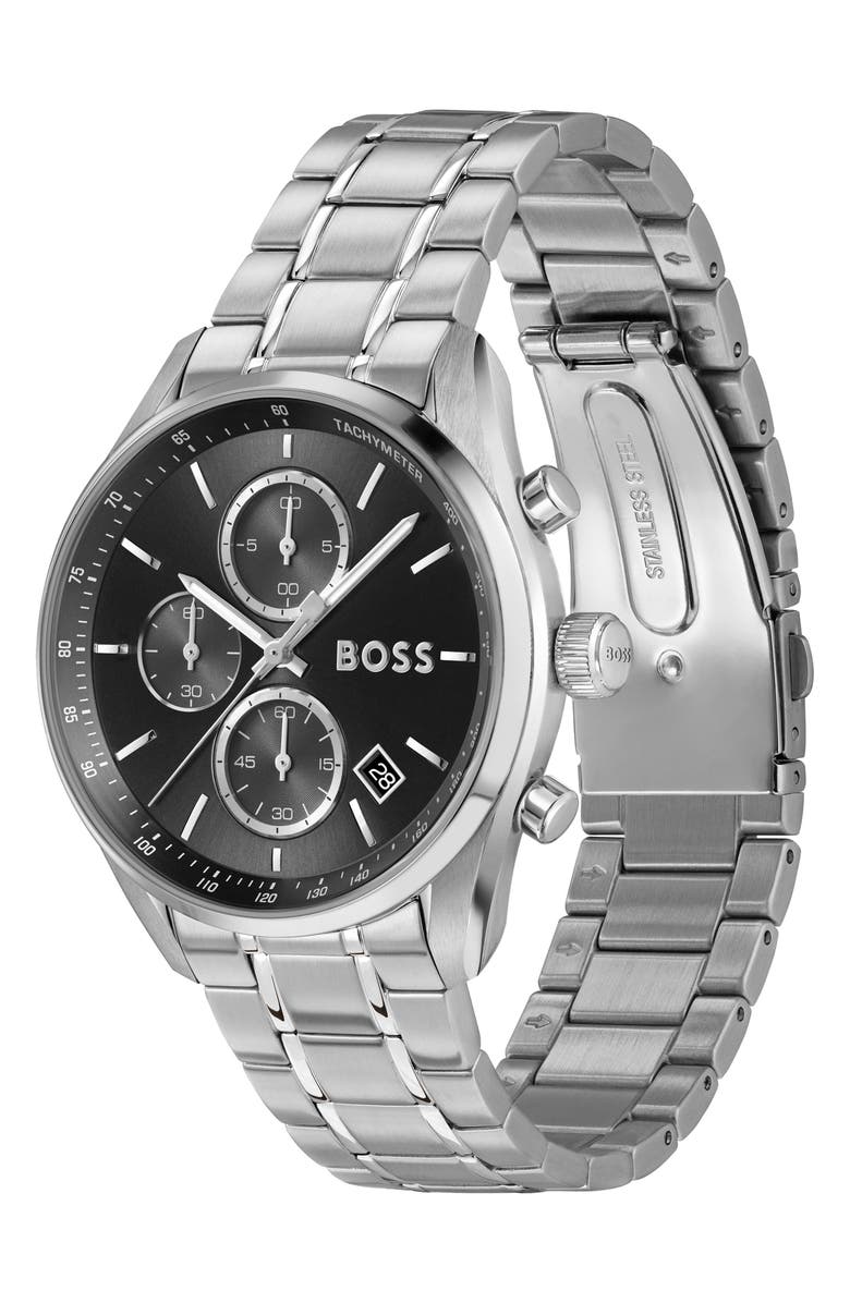 BOSS Grand Prix Chronograph Bracelet Watch, 40mm, Alternate, color, Black