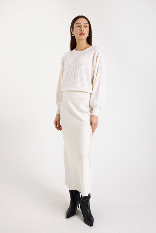 Brodie Pure Cashmere Pixie Crew Neck Jumper In White