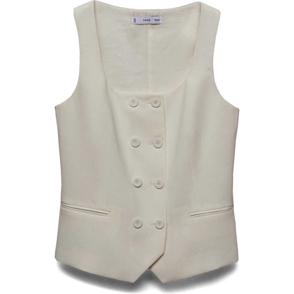 Mango Double Breasted Suit Waistcoat In White