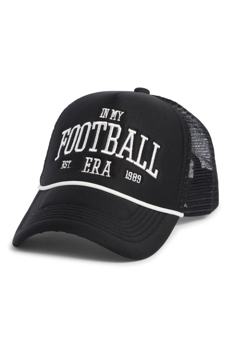 Football Era Trucker Hat, Main, color, BLACK