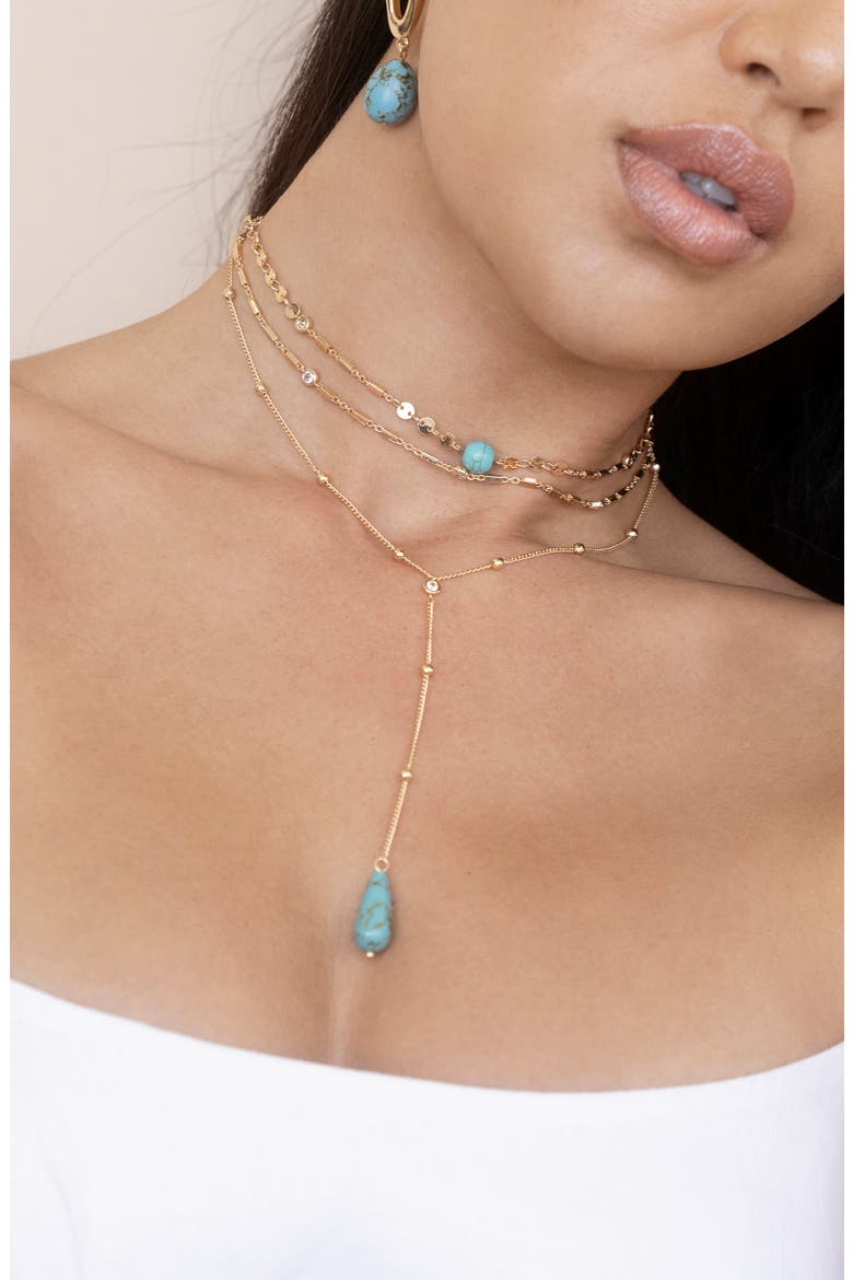 Layered Y-Necklace, Alternate, color, TURQUOISE