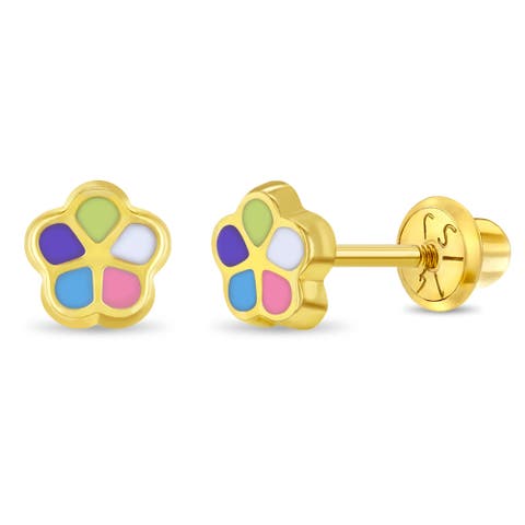 14k Multicolored Petal Flower Earrings