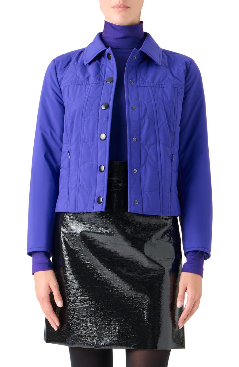 Akris punto Dot Quilted Technical Poplin Crop Jacket, Main, color, Ultra Violet
