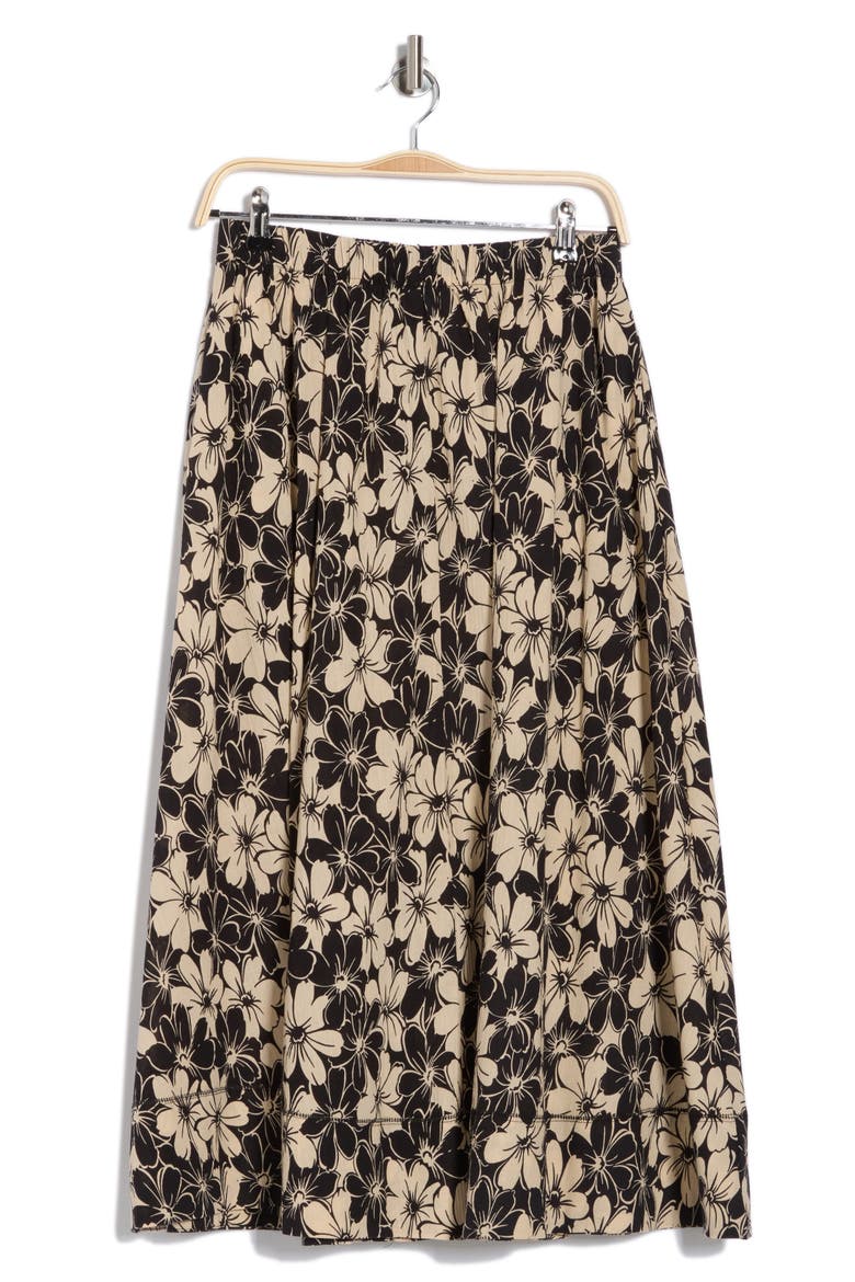 Floral Pocket Cotton Maxi Skirt, Alternate, color, BEIGE/ BLACK FLOWER