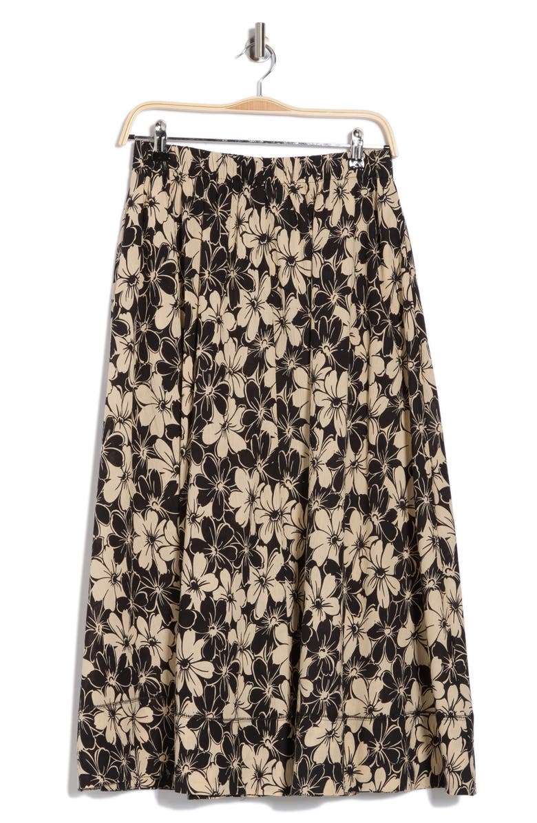 JASON WU Floral Pocket Cotton Maxi Skirt, Alternate, color, Beige/ Black Flower