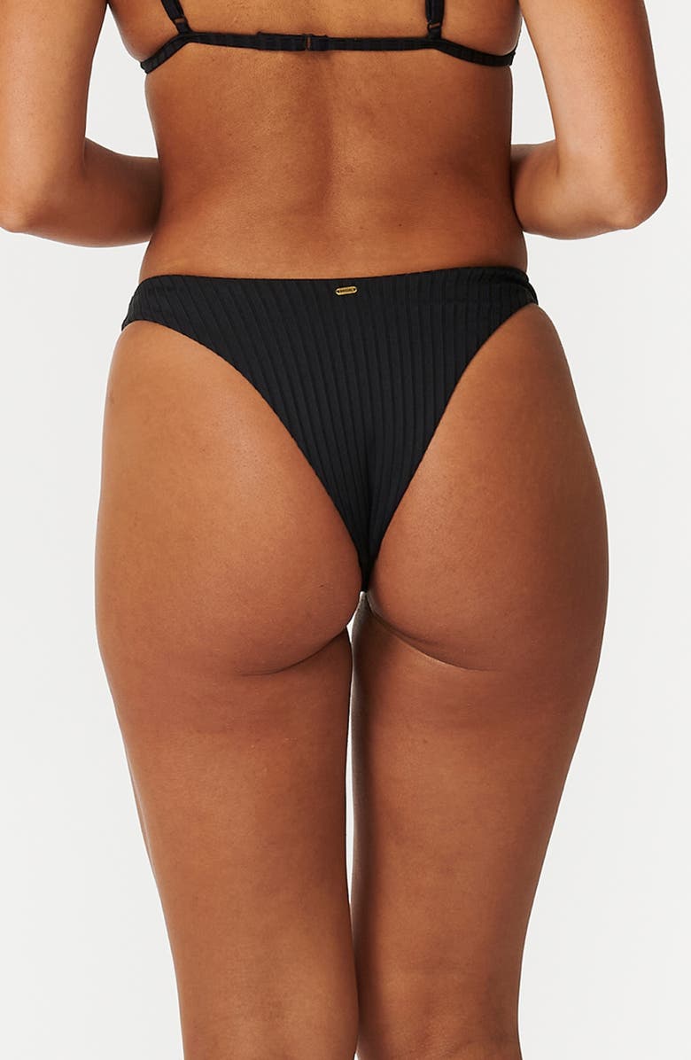 Rip Curl Premium Surf High Leg Rib Bikini Bottoms, Alternate, color, Black