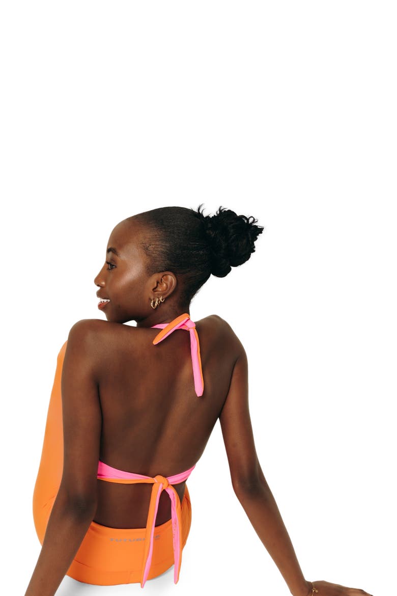 Women's Reversible Halter Swim Top - UPF 50+, Alternate, color, Hot Neon Pink