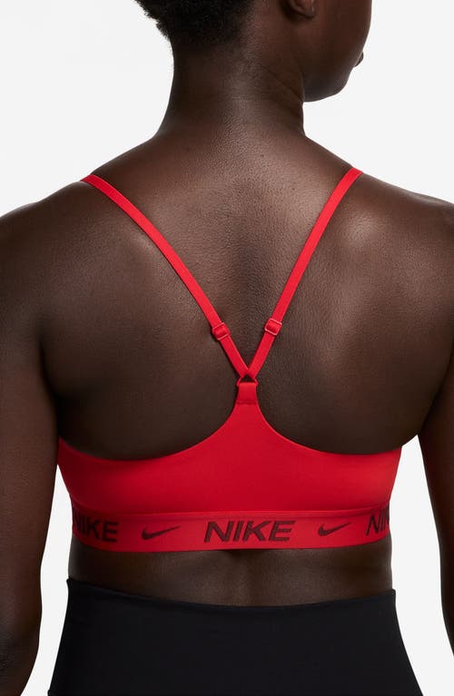 Nike Indy Light Support Padded Adjustable Sports Bra In Red