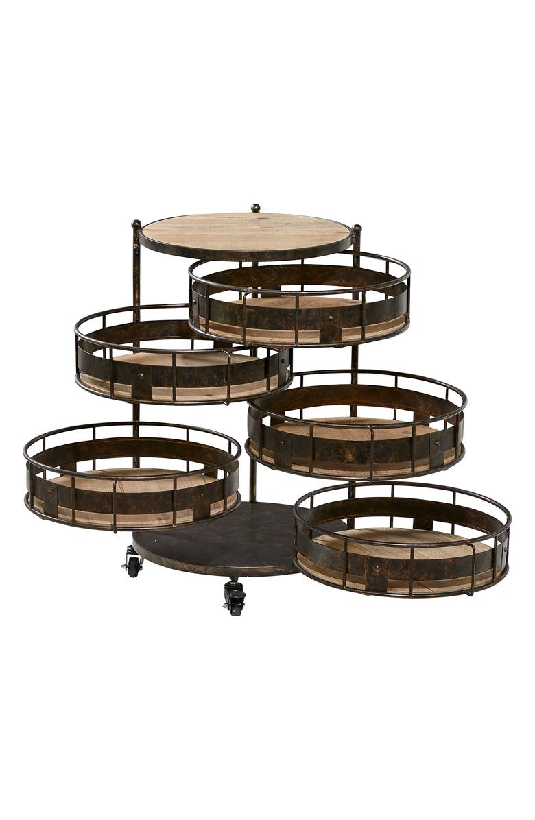 SONOMA SAGE HOME Brown Metal Farmhouse Storage Cart with Wheels, Alternate, color,