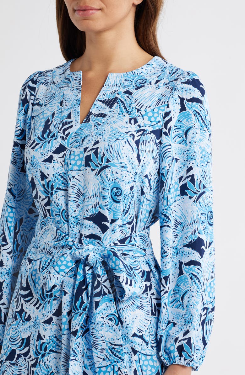 Lilly Pulitzer<sup>®</sup> Olivine Undersea Print Long Sleeve A-Line Dress, Alternate, color, Bonaire Blue