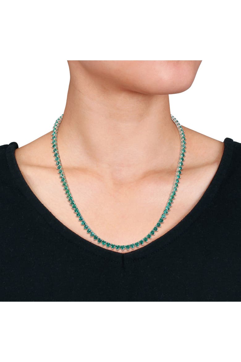 Lab-Created Emerald Heart Tennis Necklace, Alternate, color, Emerald
