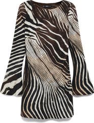 MANGO Zebra Print Long Sleeve Dress
