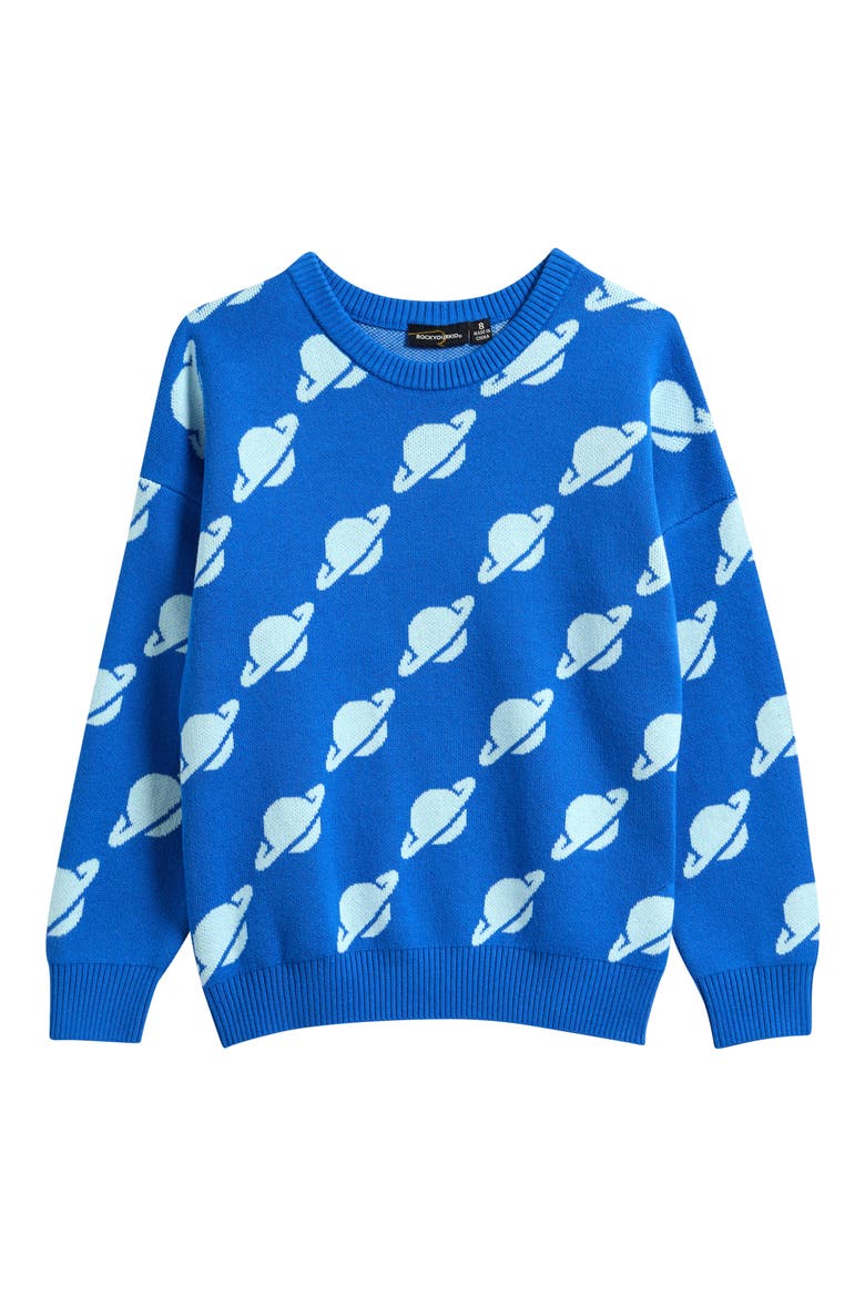 Kids' Cotton Crewneck Sweater, Main, color, BLUE PLANET
