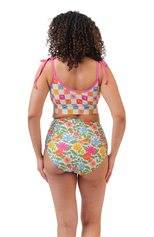 Lime Ricki Swimwear Reversible Ultra High-waist Bottom In Breezy Floral/floral Check