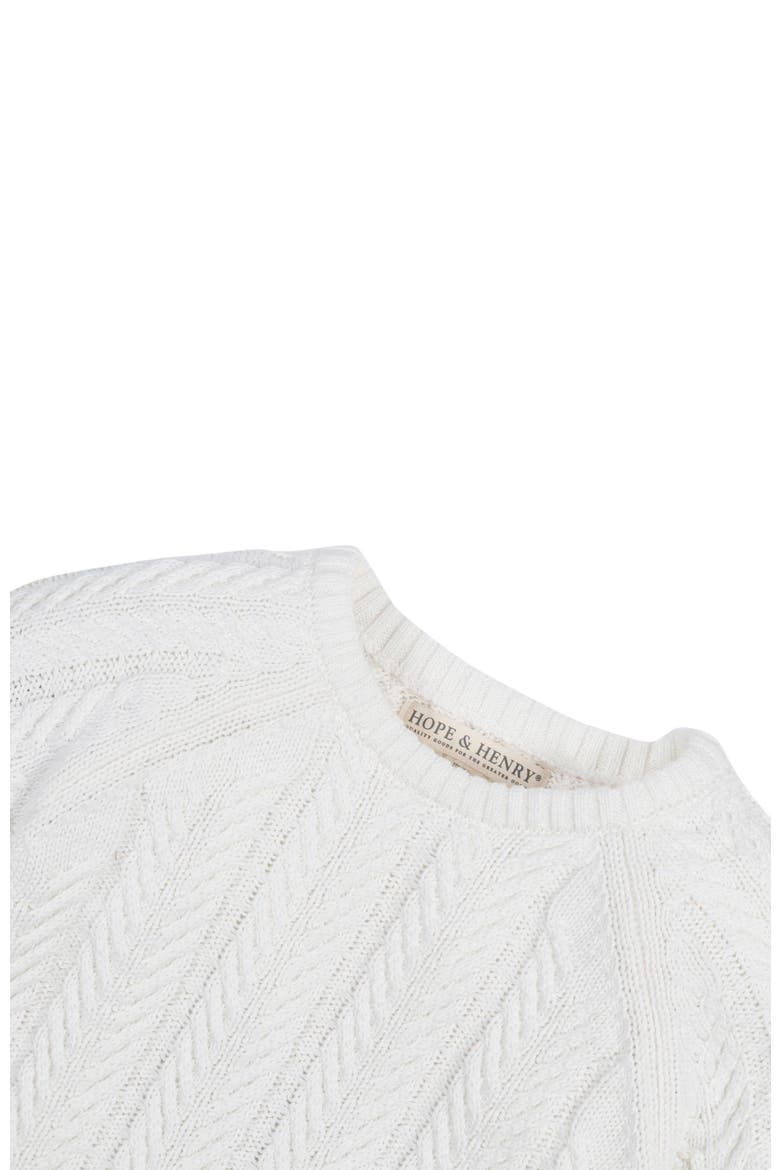 Baby Girls' Organic Raglan Cable Sweater, Infant, Alternate, color, Soft White Leaf Cable