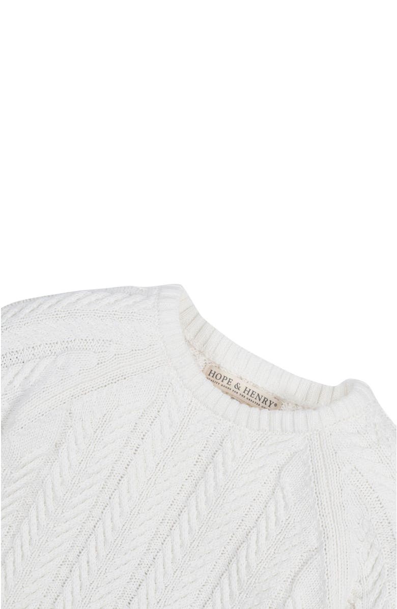 Hope & Henry Baby Girls' Organic Raglan Cable Sweater, Infant, Alternate, color, Soft White Leaf Cable