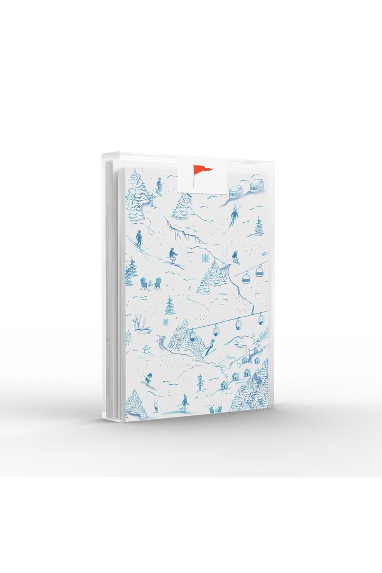Winter/Holiday Ski Blue Toile Greeting Card Pack, Main, color, Multi-Pack