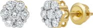 LuvMyJewelry Meadow 0.5 Ct TW Lab Grown Diamond Cluster Studs 14K Gold Earrings