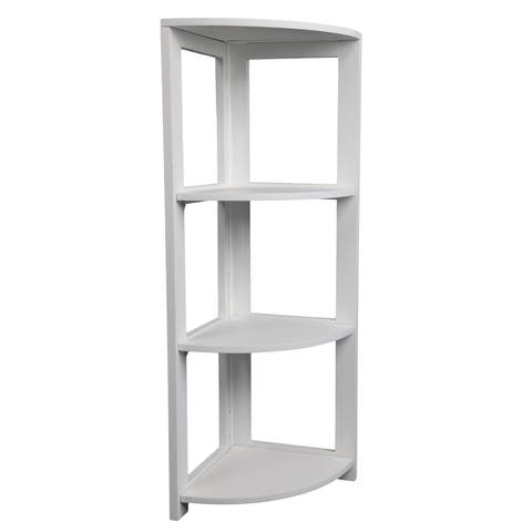 Terra Rustic Handcrafted Acacia Wood 4-Tier Indoor/Outdoor Folding Corner Storage Rack