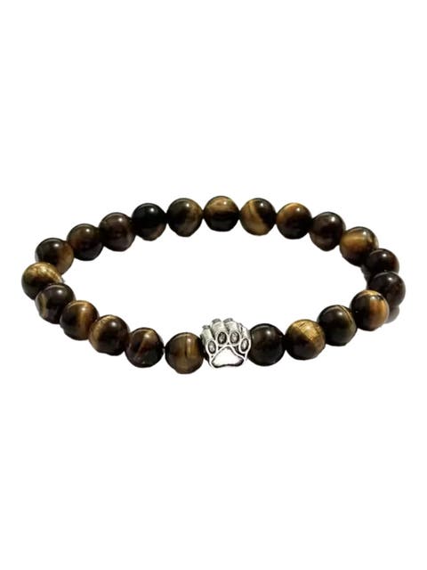 PawZee Tiger's Eye Paw Print Charm Bracelet
