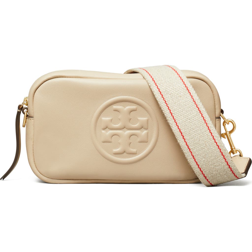 Tory Burch Mini Miller Soft Leather Crossbody Bag In Neutral