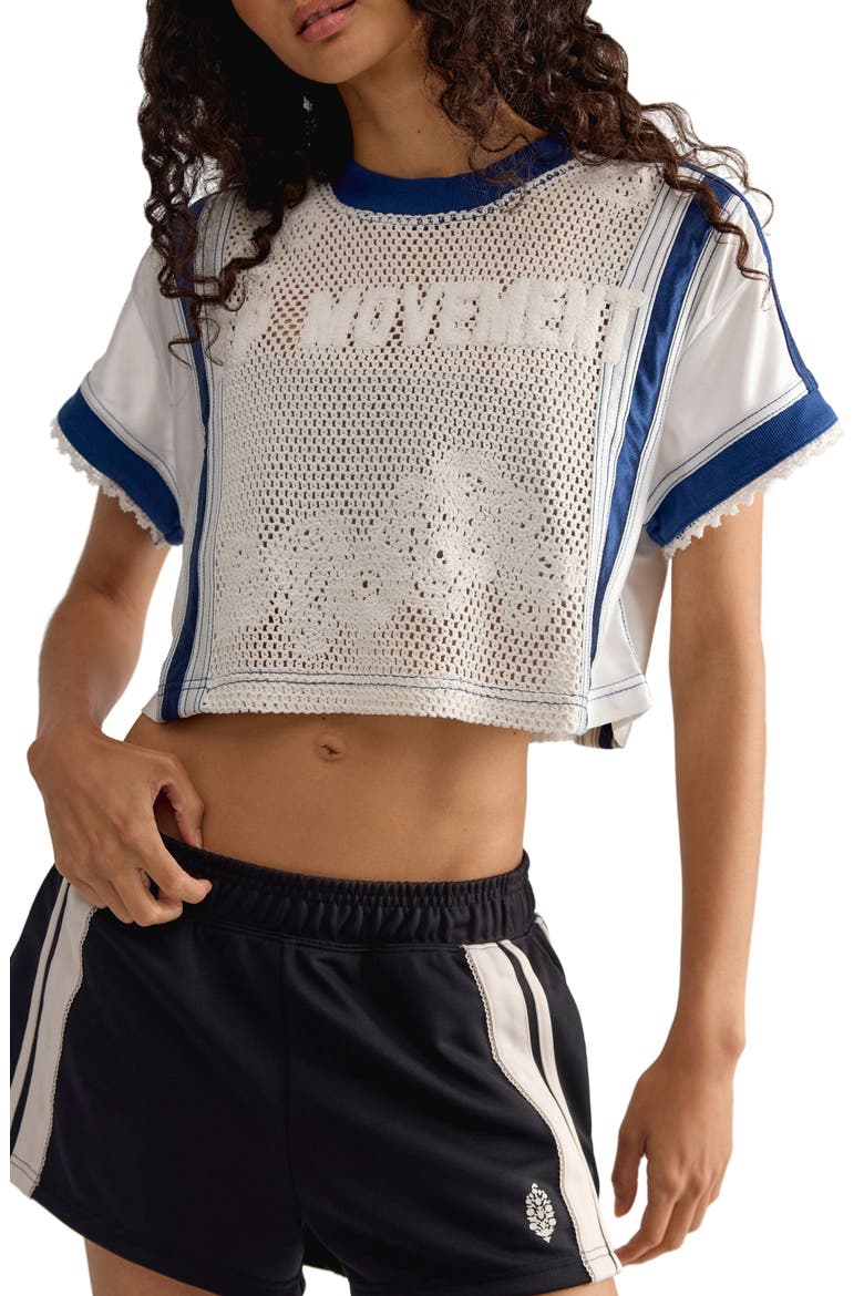 Finesse Crop T-Shirt, Main, color, MIDNIGHT NAVY COMBO