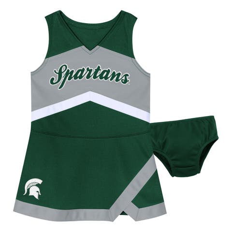 Girls Preschool Outerstuff Green Michigan State Spartans Two-Piece Cheer Captain Jumper Dress & Bloomers Set