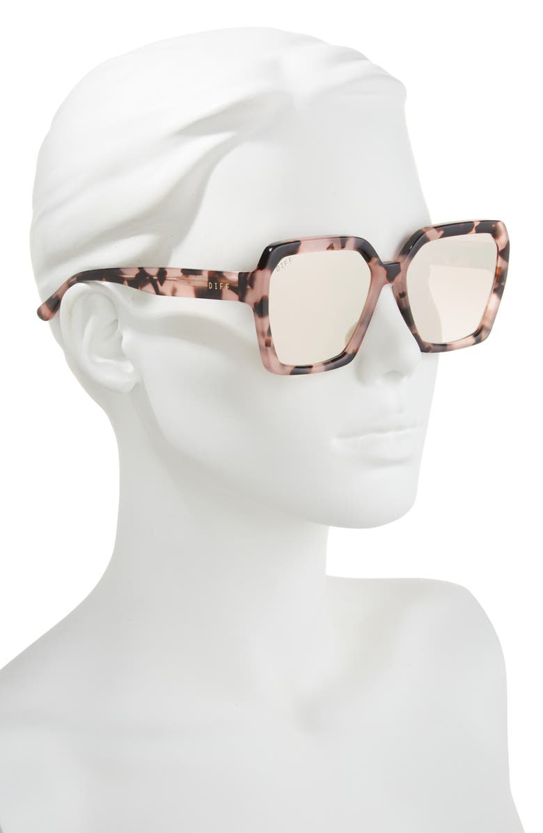 DIFF Sloane 54mm Square Sunglasses, Alternate, color, Tortoise / Taupe Mirror