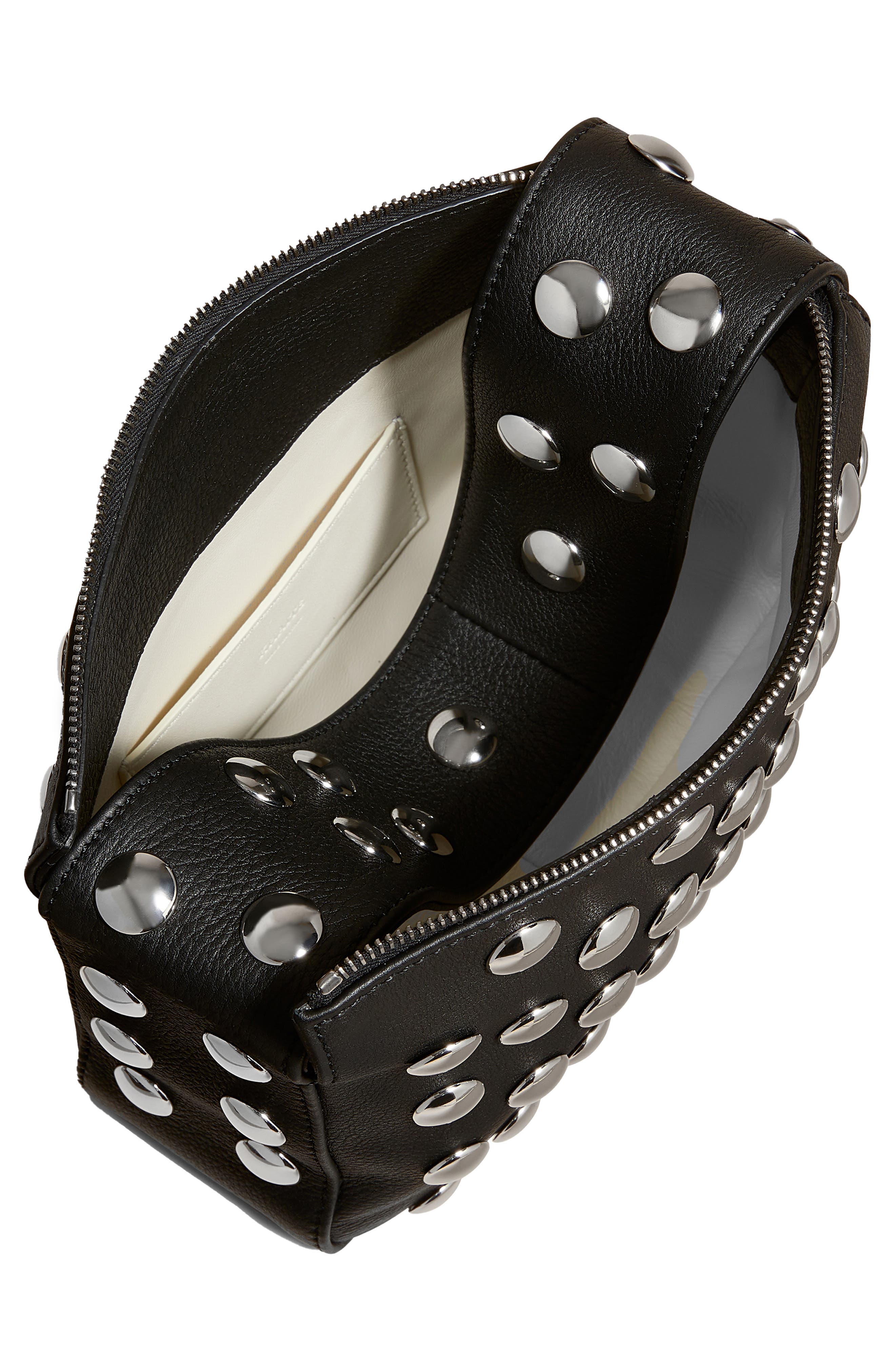 Khaite Small Elena Stud Leather Shoulder Bag, Alternate, color, Black 200