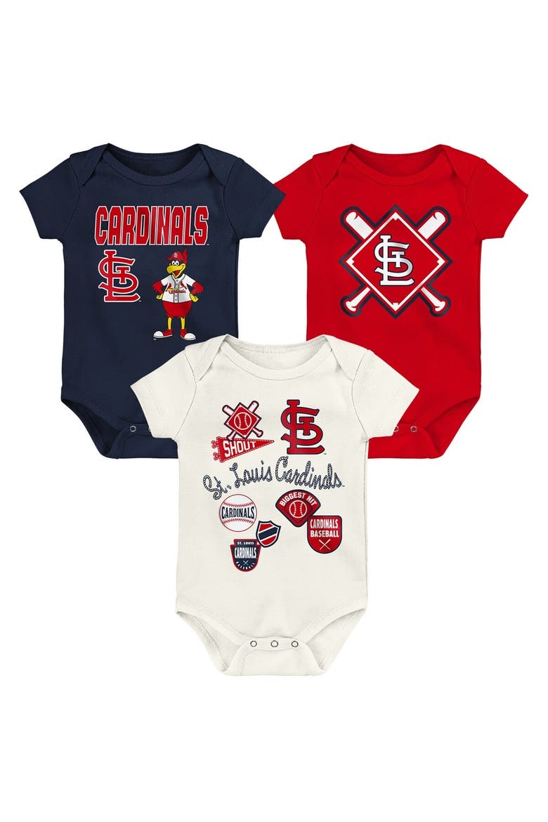 Newborn Outerstuff St. Louis Cardinals Home Plate 3-Piece Creeper Set, Main, color, Navy