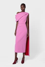 Roksanda Maite Pink Crepe One Shoulder Midi Dress