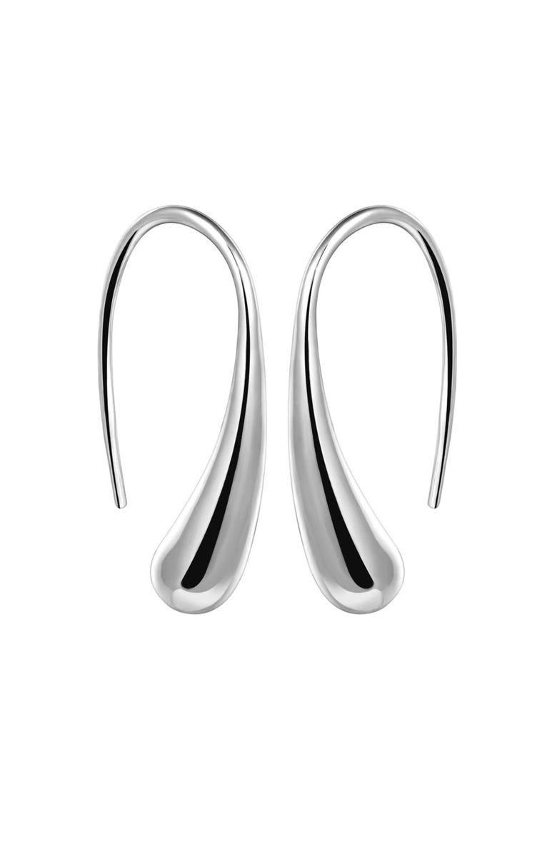 Hollywood Sensation Isabella Eternal Drops Dainty Teardrop Dome Earrings, Main, color, Silver