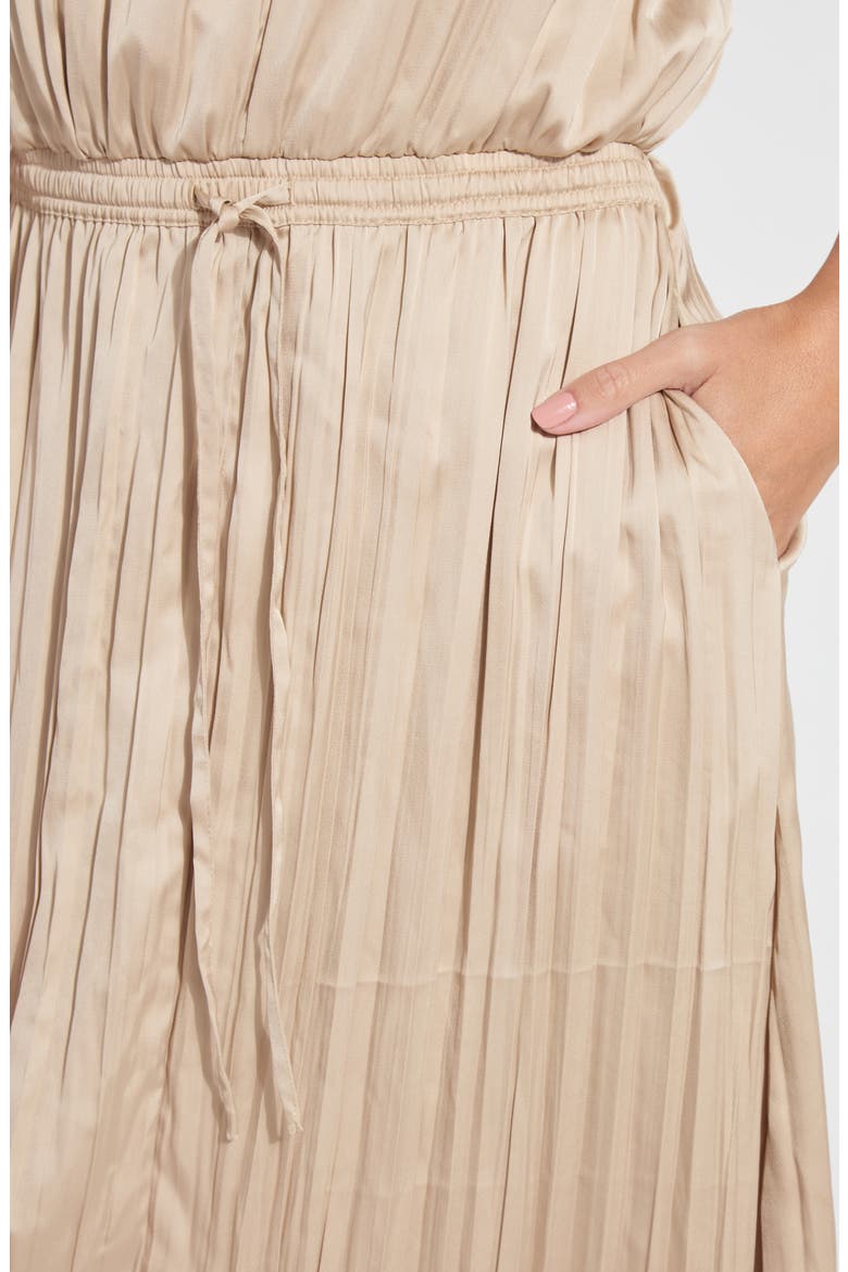 The Packable Pleated Satin Dress, Alternate, color, CHABLIS