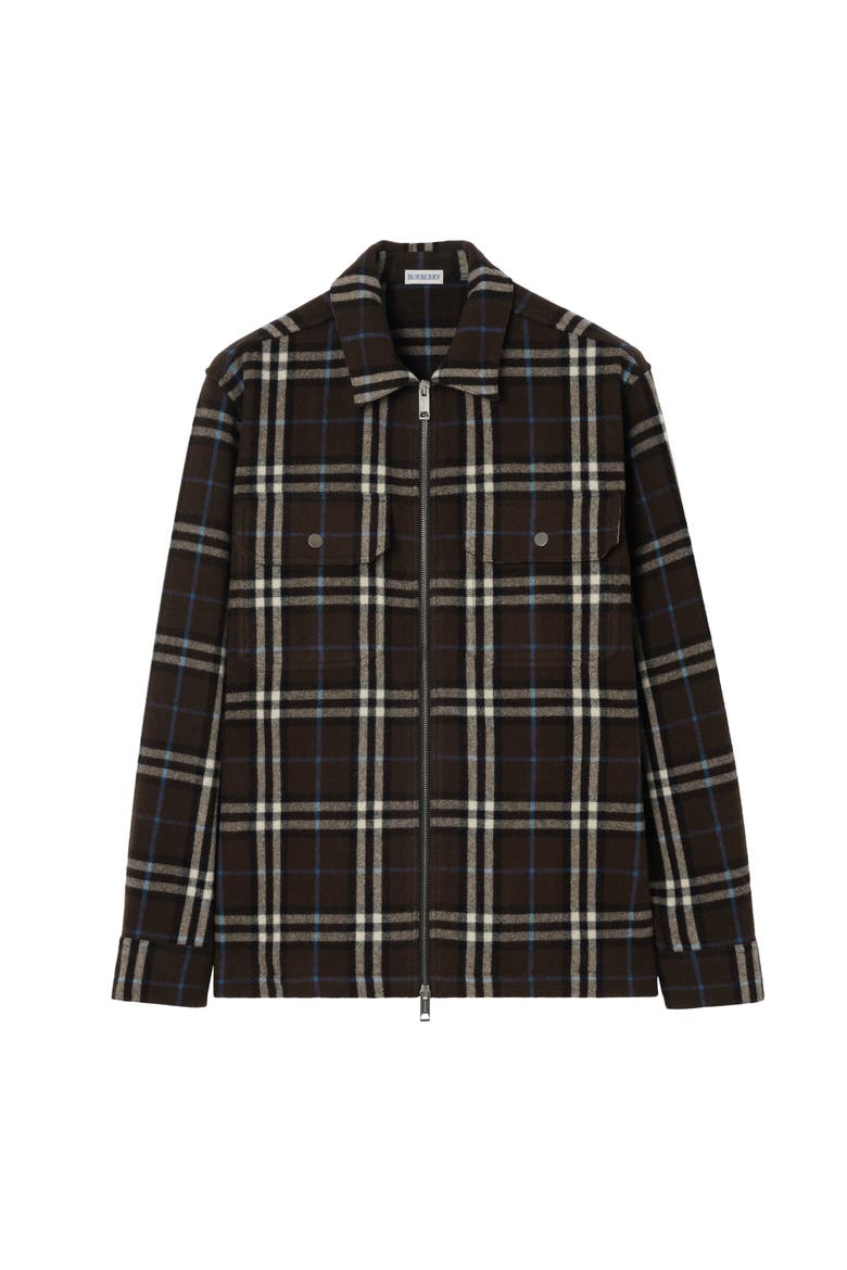 Check Wool Flannel Overshirt, Main, color, Snug brown