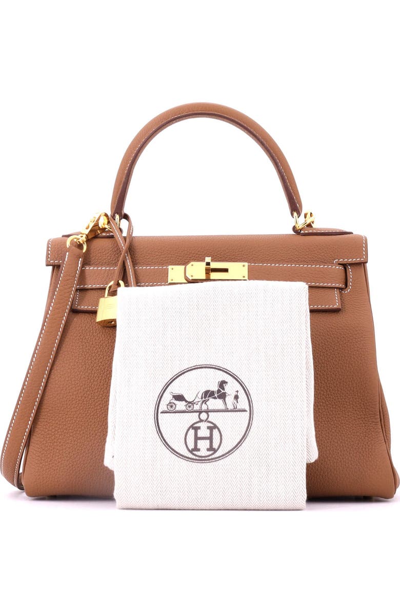 Pre-Owned Hermes Kelly Handbag Brown Togo with Gold Hardware 28, Alternate, color, Gold